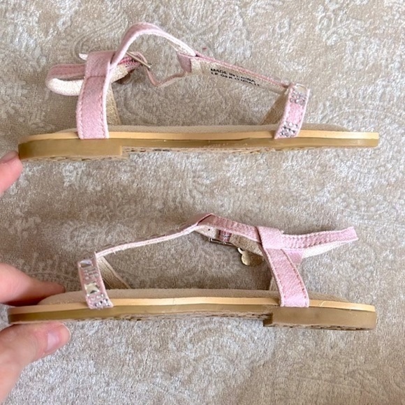 Brand New Stuart Weitzman Rose Pink Ankle Strap Padded Girls Sandals Beaded Gems - Picture 7 of 15